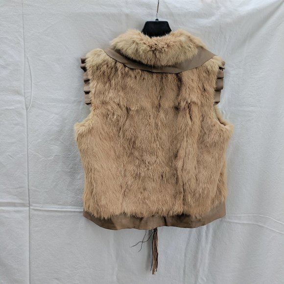VEX & Co. Faux Fur Vest w Faux Leather Trim Size M - Picture 2 of 3